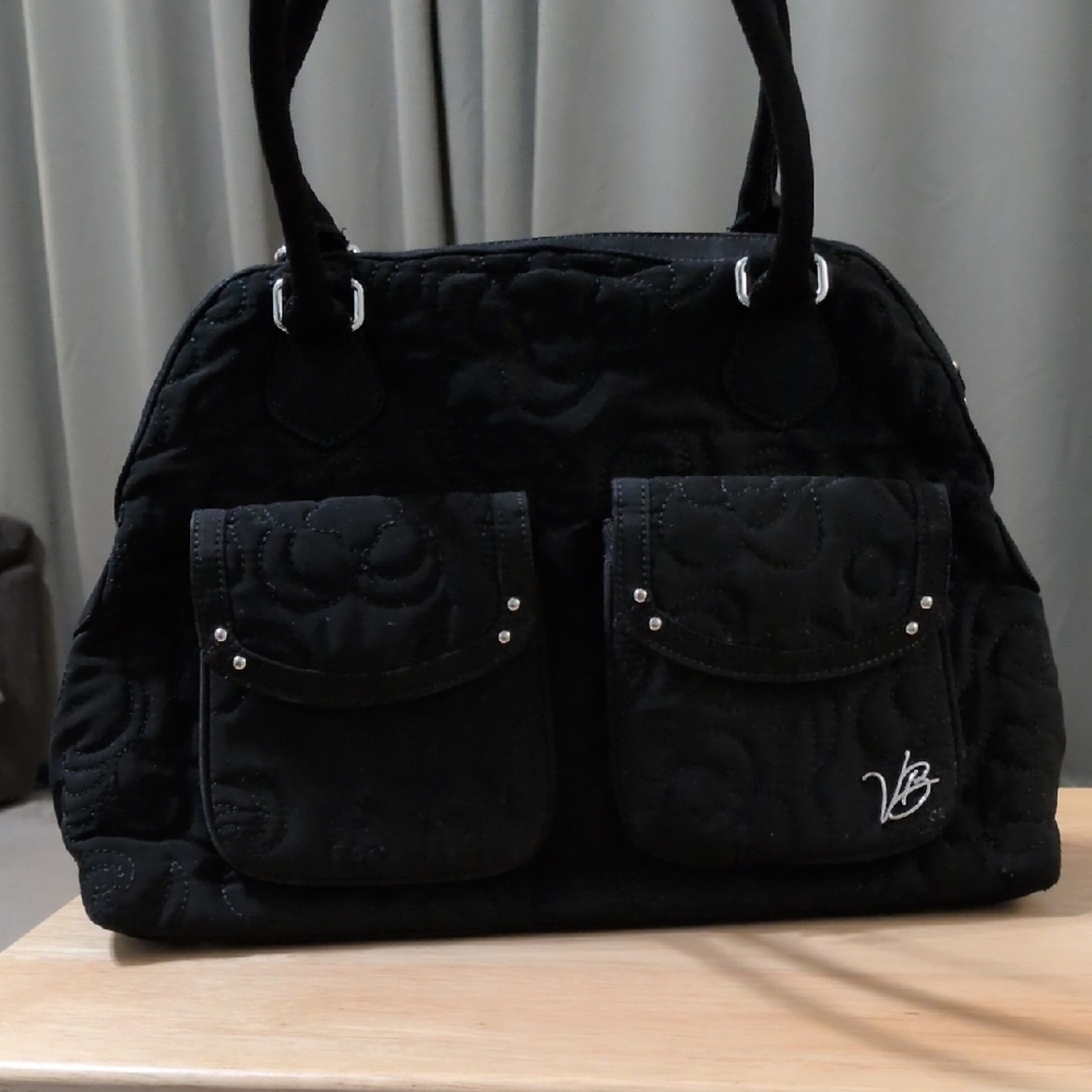 Solid Black Vera Bradley Bag With Two Front Pockets